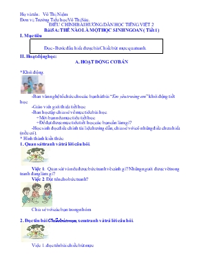 Điều chỉnh bài hướng dẫn học Tiếng Việt 2 - Bài 5 Thế nào là một học sinh ngoan (tiết 1)